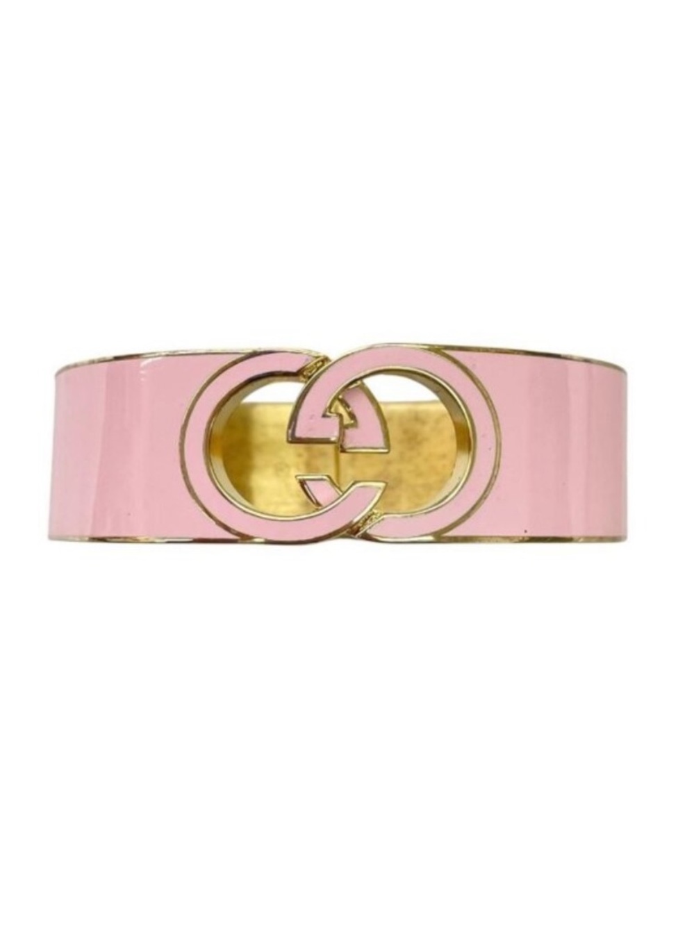 Gucci Pink Enamel GG Logo Bangle Bracelet